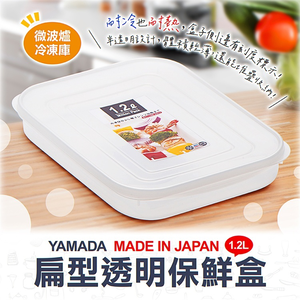Flat transparent food storage container 1.2L.