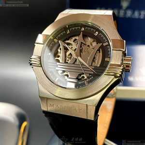 [星晴錶業]MASERATI手錶,42mm,R8821108031黑色錶面銀錶殼深黑色真皮皮革錶帶款
