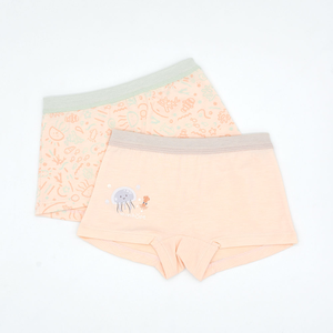 minihope美好的親子生活-沉靜海洋女童四角褲(2件組D)