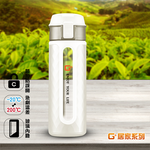 【G+居家】玻璃彈蓋隨手瓶320ml(耐摔杯/隨身瓶/環保杯/玻璃水杯/水瓶/防觸鎖扣/玻璃內膽), , large