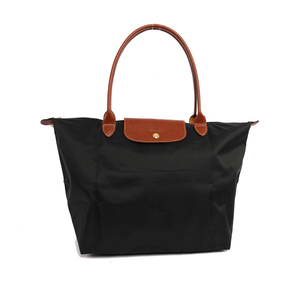 LONGCHAMP L號長把LE PLIAGE摺疊水餃包(黑色)