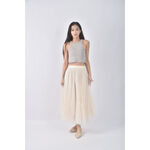 (S) 質感網紗杏色長裙二手衣, , large