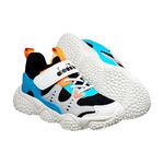 DIADORA迪亞多那 小河豚兒童運動鞋 童運動鞋 童鞋 寬楦 輕量 保護後跟 抗菌 除臭 吸震 緩衝 黑藍桔 藍灰黃, , large