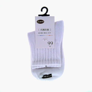 旅行家抗菌防臭羅紋童短襪-白色(18~21cm)