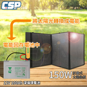 【CSP】150W太陽能板+深循環電池 露營戶外用 備用電源 露營戶外用 露營車 SP-150+ UXC100S-12I 12V100Ah