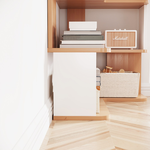 [Lele] L-shaped corner minimalist and practical bookshelf, two-tone natural wood + white, 5 shelves, 90x60 cm (solid wood bookshelf, shelf, storage rack), , large