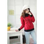 CERES獨家風格俏皮圖漾斜領毛衣活力紅Q0545-C, , large