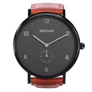 Classic metal collection brown quick release leather strap watch-Black / CE-9002