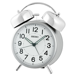 SEIKO 精工 經典不敗靜音秒針貪睡鬧鐘-銀 QHK063S, , large