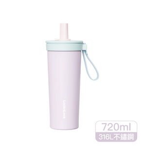 樂扣嚼對FUN飲不鏽鋼吸管杯720ml,  樂扣嚼對FUN飲不鏽鋼吸管杯720ml-莓果馬卡龍