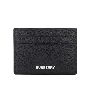 BURBERRY 銀字Logo Sandon 牛皮4卡名片/卡片夾/黑色