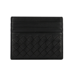 BOTTEGA VENETA Intrecciato 小羊皮編織拉鍊卡包/零錢包/黑色, , large