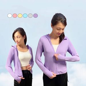 【A&R】大尺碼 冰絲透氣絲滑抗UV連帽防曬外套 女款 黃,3XL
