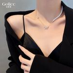 【Gulicc】古莉可 輕奢 珍珠蝴蝶 鑲鑽氣質 鎖骨鍊, , large