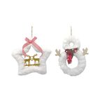 絨毛雪白聖誕吊飾-星星/雪人, , large