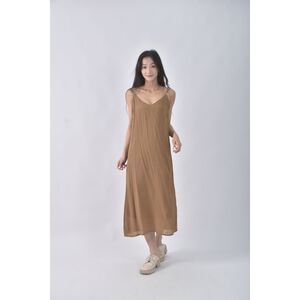 (M) soo june質感吊帶無袖杏色洋裝二手衣