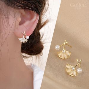 【Gulicc】古莉可 耳環  貓眼石 銀杏葉 耳環
