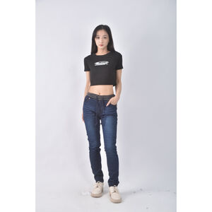 (M) 丹寧牛仔棉質豹紋藍色長褲二手衣