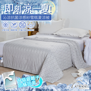 【FOCA】經典網格 | 沁涼抗菌銀離子防蹣涼感紗雪糕涼被/四季被 150x200cm