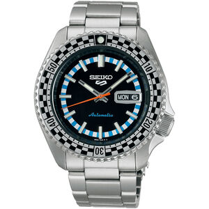 SEIKO 精工 5 Sports SKX 賽車方格旗機械錶-黑 4R36-15K0D(SRPK67K1)