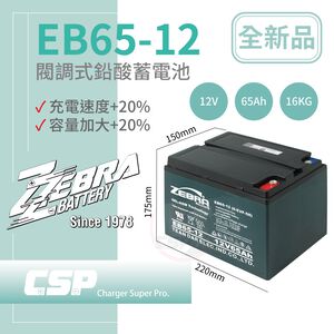 【CSP】EB65-12 Silver Alloy Gel Battery 12V65A Electric Truck Electric Stacker Electric Forklift Hydraulic Pallet Truck Electric Wheelchair