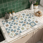 【Monster】 Soft Diatomaceous Earth Sink Draining Mat Language of Tiles  (45x30cm) –Serene Elegance, , large
