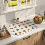 【Monster】 Soft Diatomaceous Earth Sink Draining Mat Language of Tiles  (45x30cm) –Floral Charm, , large