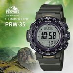 CASIO 卡西歐 PROTREK 軍綠戶外多功能太陽能電波手錶 PRW-35Y-3B, , large