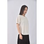 (S) uniqlo質感棉質格紋杏色短袖上衣二手衣, , large