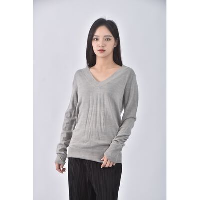 (M) net knitwear質感V領灰色長袖上衣二手衣