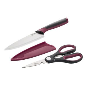法國特福不鏽鋼系列刀具剪刀2件組 (紅)