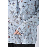 (L) eyescream碎花翻領藍色長袖上衣二手衣, , large