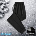 超值推薦 大尺碼-素面 束口 冰絲長褲-黑/灰-0204203, , large