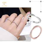 【CF鑽飾】戒指 莫桑鑽《眷戀》排鑽線戒, 白金色,港圍#6, large