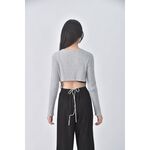 (S) duomi studio質感綁帶灰色長袖上衣二手衣, , large