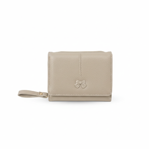 Ribbon&eacute; 柔霧翻蓋零錢中夾-奶茶色 女夾 韓系氣質皮夾 可愛短夾 人氣女用皮夾