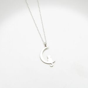 【Angel & Me】Cat On The Moon s925 sterling silver necklace Birthday gift