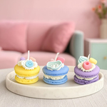 【A&R】韓式手作馬卡龍香氛精油蠟燭 四款香味 獨一無二款 - 琥珀薰衣草 粉色, , large