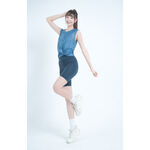 YOGA FLOW Twist Hem Shirt - 微透腰擺抓皺罩衫 - 牛仔藍 Bright Denim, , large