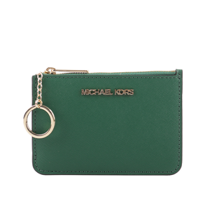 Michael Kors 素面皮革零錢包/卡夾/鑰匙包/寶石綠