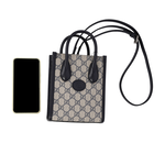GUCCI Interlocking G 迷你手提/斜背托特包/黑藍色, , large
