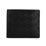 BOTTEGA VENETA 小牛皮編織對開零錢袋短夾/黑色, , large