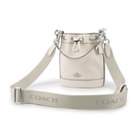 COACH 銀色馬車標誌牛皮迷你水桶包/白色, , large