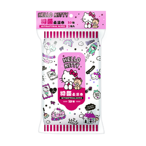 [寶富華]Hello Kitty 交叉網眼布 抑菌柔濕巾 10抽×3包