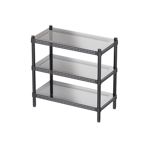 [Y HOUSE] 60x30x60cm Ultimate Aesthetic Perforated Three-Tier Storage Rack - Black