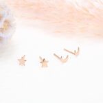 【Angel & Me】星月 星星 月亮 一對 s925純銀厚鍍18k玫瑰金 耳環, , large