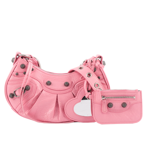 BALENCIAGA Le Cagole XS 小羊皮半月可頌包/粉色