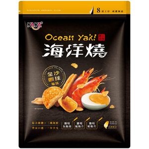 [箱購]KAKA海洋燒金沙蝦球風味脆片210g克 x 8包/箱