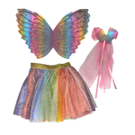 摩達客萬聖★Cosplay派對裝扮變裝★兒童彩虹蝴蝶精靈仙子裝三件組(翅膀/裙子/手杖), , large