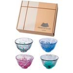 日本津輕 手工清酒杯 4入禮盒組 金益合玻璃器皿, , large